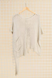 Asymmetrical cotton sweater with decorative knot 1516 100% cotton: White