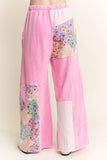 Mineral Washed Floral WaveKnit Jacquard Boho Pants HP6106: Silver Grey / S-M-L / 2-2-2