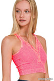 Washed Seamless rib snap button crop tank: RUST-165371 / S/M