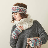 HIRA Cable Handknit Wool Lined Neckwarmer Scarf: Dark Grey