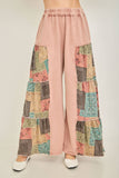 Mineral Washed Boho Patch Tiered wide pants HP6619: Natural / S-M-L / 2-2-2