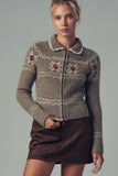 Fair Isle Zip-Up Knit Cardigan: NAVY / S-2/M-2/L-2
