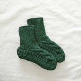 JANA Cable Knit Lined Wool Slipper Socks S/M/L: Dark Grey / UK6-8