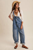 Western Wide-Leg Denim Overalls LRP0336: Sunwashed Blue / Contemporary / XL