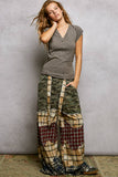 Vintage Wash V Neck Cotton Slim Fit Tee Top: CHARCOAL / L