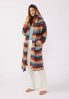 Knit Space Dye Long Sleeve Open Front Cardigan: Navy/Taupe / One Size