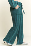 Mineral Wash Side Knit detail wide leg pants HE5878P: Silver Grey / S-M-L / 2-2-2