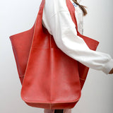 Women's Soft Leather Large Capacity Shoulder Tote Bag: Yellow
