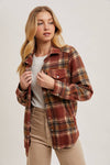 BUTTON DOWN PLAID SHACKET: GREY COMBO / M