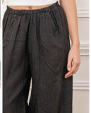 75096 solid linen balloon pants with elasticated waist: CELADON