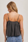 CROCHET CONTRAST CAMISOLE TOP: ASH / L