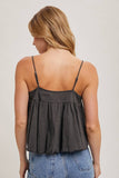 CROCHET CONTRAST CAMISOLE TOP: ALMOND / M