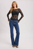 LETTUCE-EDGE SHEER MESH TWO WAY TOP: ECRU / S