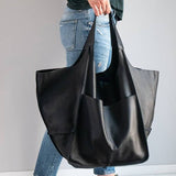 Women's Soft Leather Large Capacity Shoulder Tote Bag: Brown