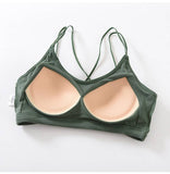 Soft Breathable Cotton Padded Bra Bralette crop top: Green / M
