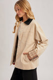 CORDUROY BUTTON DOWN BARN COAT INNER PLAID: CAMEL / M
