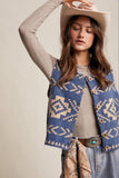 Southwestern Button-Up Vest LSW0977: Burgundy / L