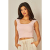 Solid Seamless Deep Scoop Back Tank Top: SEAGRASS GREEN / SM