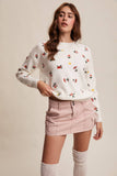 Floral Embroidered Knit Sweater LSW0992: Cream / S