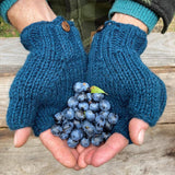 GUPTA Knit Wool Lined Mitten Fingerless Gloves: Light Grey