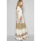 Vintage washed front pocket floral contrast dress: DENIM / L