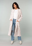 Speckled Shawl Collar Long Sleeve Knit Cardigan: Natural/Berry / M/L