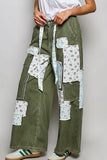Patchwork Detail Denim Straight Fit Pants: DENIM MULTI / S