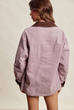 Contrast Collar Utility Barn Jacket LJ0271: Mauve / Contemporary / XL
