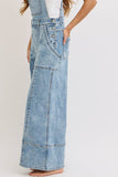 DENIM OVERALL WIDE-LEG JUMPSUIT : DENIM BLUE / Contemporary / M