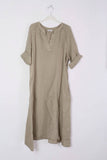 Long dress in 100% linen REF.7161: Beige / Unique