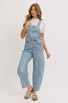 BARREL-LEG DENIM JUMPSUIT : WASHED DENIM / Contemporary / S