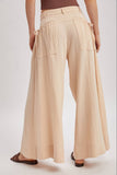 DRAWSTRING PATCH POCKETS WIDE LEG PANTS: MOCHA / S
