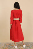 3382C PREMIUM LINEN LONG DRESS: ROUILLE