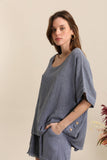 Blouse in 50% linen and 50% cotton REF. 4649: Duck Green