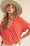 8286DK Zoie V-Neck Short Sleeve Top 5: Heather Charcoal / Contemporary / M