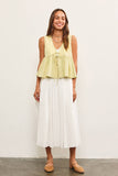 TIE FRONT SLEEVELESS PEPLUM TOP: White / L