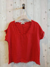 REF 11998 100% LINEN FRINGED BLOUSE.: BLANK