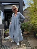 3382C PREMIUM LINEN LONG DRESS: WHITE