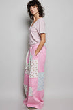 Patchwork Detail Denim Straight Fit Pants: DENIM MULTI / L