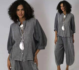 100% Linen Trousers REF. 9530: Navy