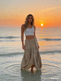 Skirt in 100% linen REF. 7199: Vert Canard / Unique