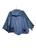 98221 Cropped linen jacket with textured details and an oversized fit: MUSTARD