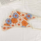 Cherry Strawberry Floral checkered Crochet Bandana -56colors: Flower07
