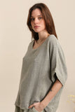 Blouse in 50% linen and 50% cotton REF. 4649: Khaki