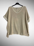 Linen cotton blend t-shirt 10% LINEN 90% COTTON 6763: Tabacco