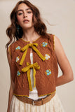 Bow-Tie Floral Knit Vest LSW1008: Pecan / M