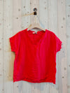 REF 11998 100% LINEN FRINGED BLOUSE.: BLANK