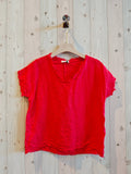 REF 11998 100% LINEN FRINGED BLOUSE.: BLANK