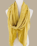 JC021037 Soft Crinkle Gauze Scarf – Boho Lightweight Shawl, Vintage Washed Wrap with Raw Fringe Edges: Coffee