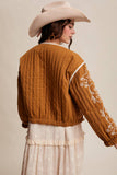 Embroidered Quilted Western Jacket LJ0260: Plum / M